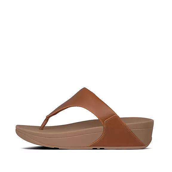 Sandales Entre-Doigts Femme Fitflop Lulu Cuir Marron Clair (MFU345287)